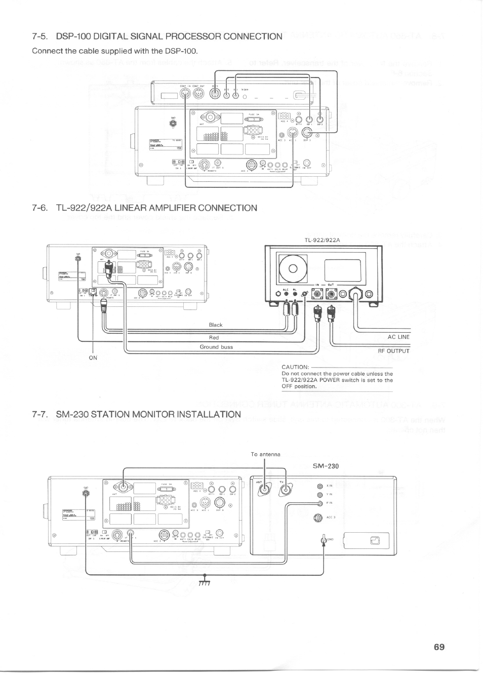 5. dsp-100 digital signal processor connection, 6. tl-922/922a linear amplifier connection, 7. sm-230 station monitor installation | 4. so-2 tcxo unit installation | Kenwood TS-850S User Manual | Page 79 / 85