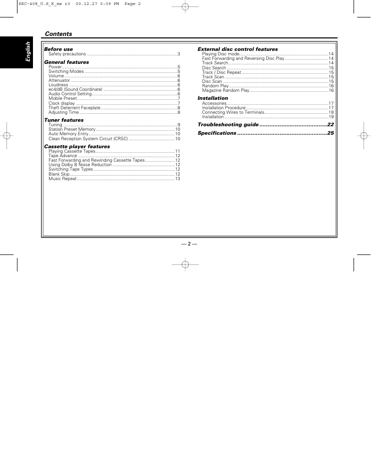 Kenwood KRC-38MR User Manual | Page 2 / 26