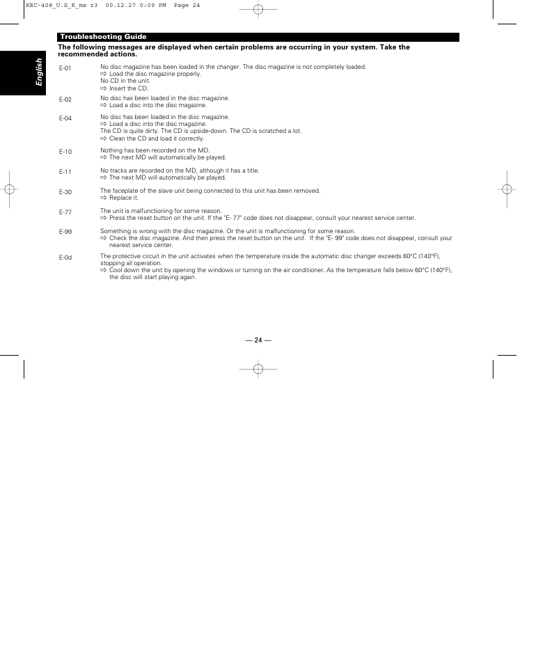 Kenwood KRC-38MR User Manual | Page 24 / 26