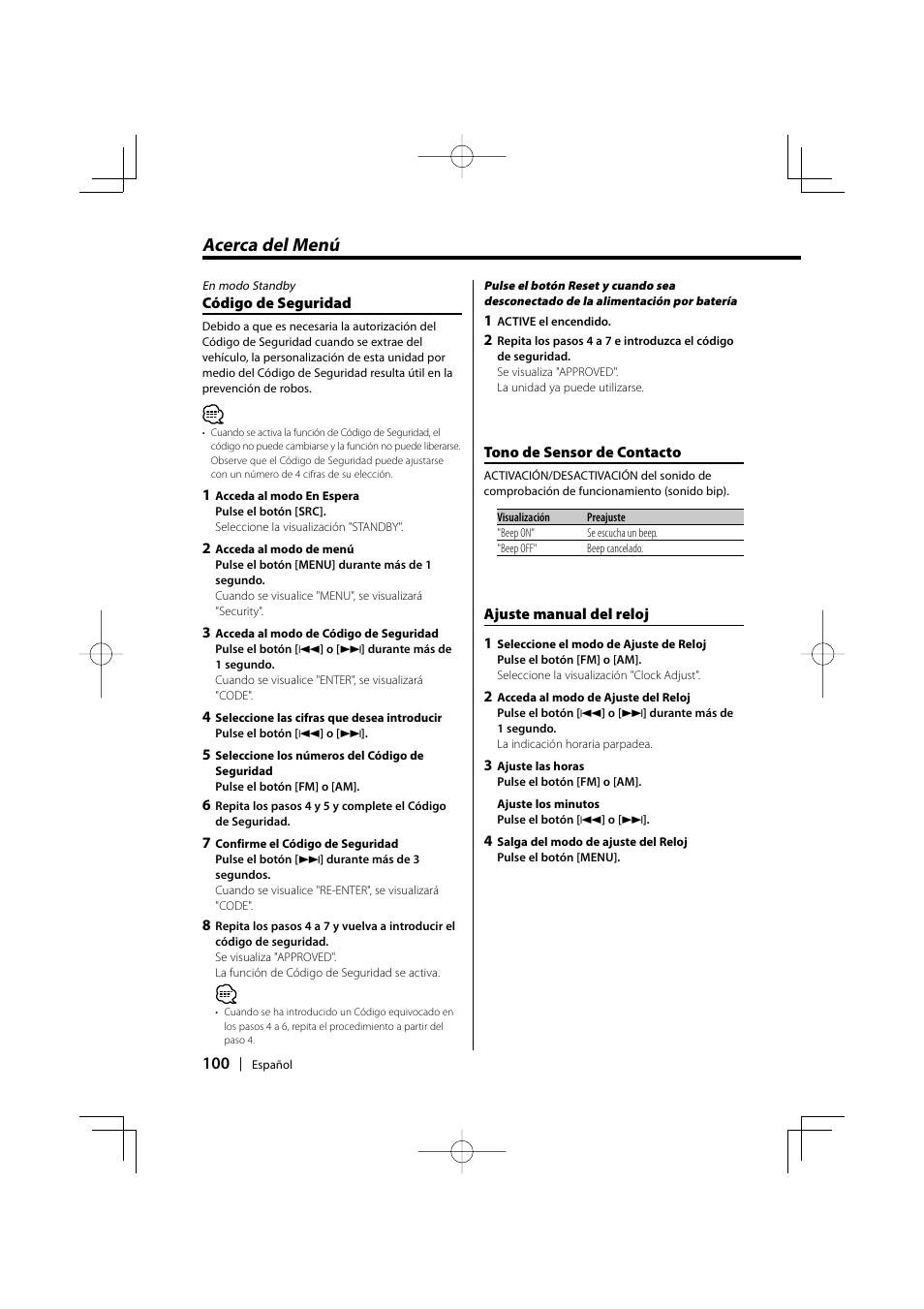 Acerca del menú | Kenwood KDC-MPV5025 User Manual | Page 100 / 116