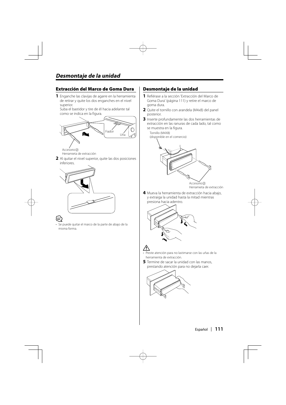 Desmontaje de la unidad | Kenwood KDC-MPV5025 User Manual | Page 111 / 116