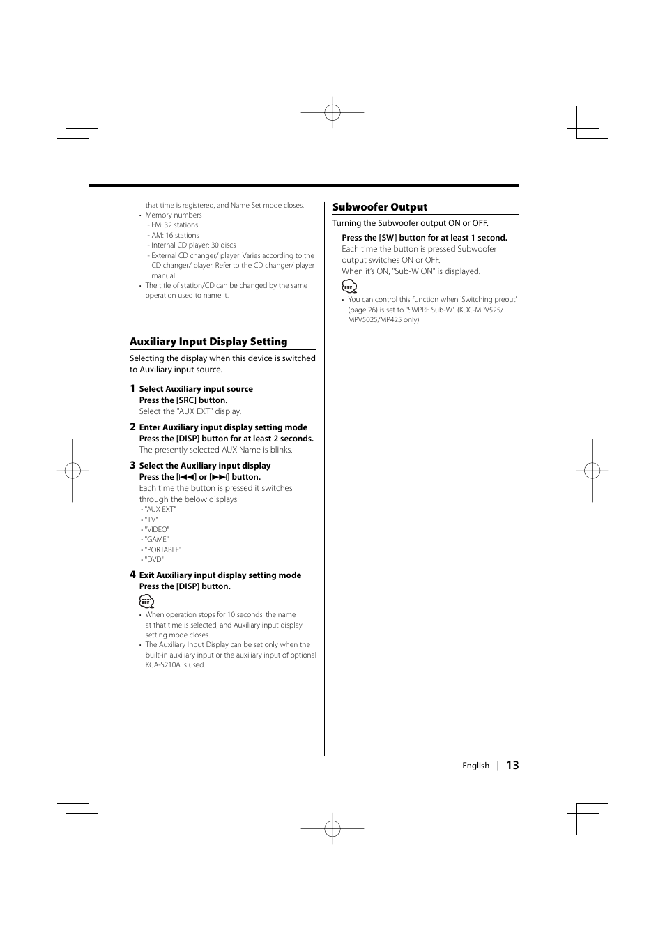Kenwood KDC-MPV5025 User Manual | Page 13 / 116