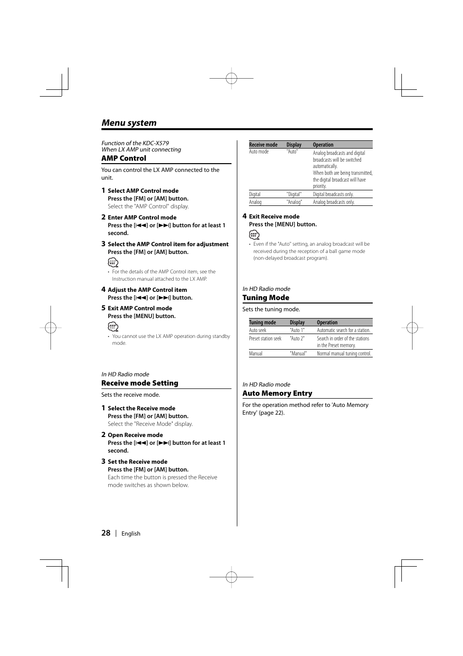 Menu system | Kenwood KDC-MPV5025 User Manual | Page 28 / 116