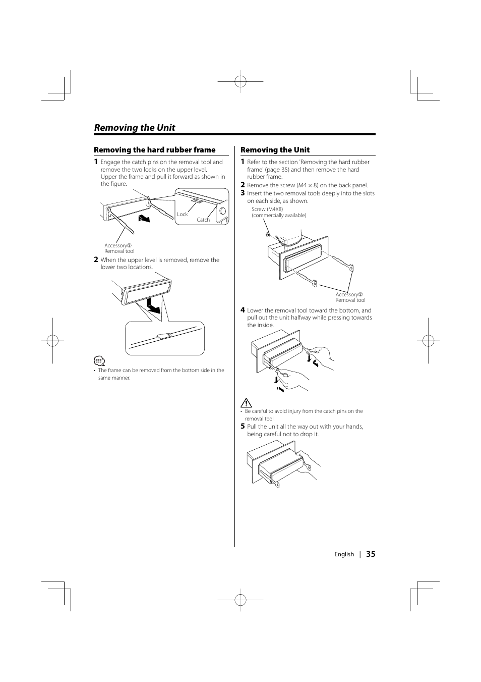 Removing the unit | Kenwood KDC-MPV5025 User Manual | Page 35 / 116