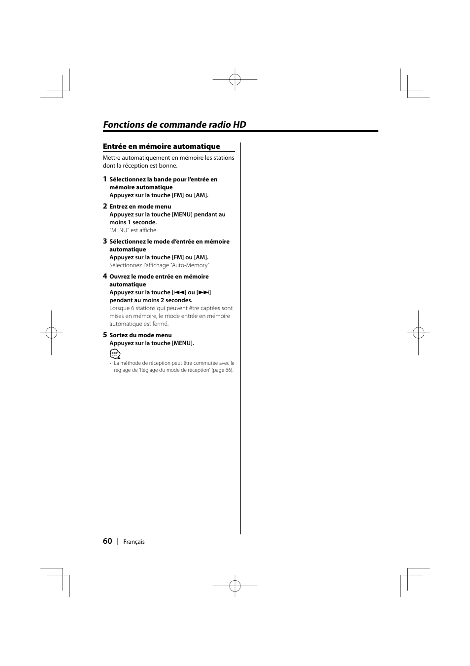 Fonctions de commande radio hd | Kenwood KDC-MPV5025 User Manual | Page 60 / 116