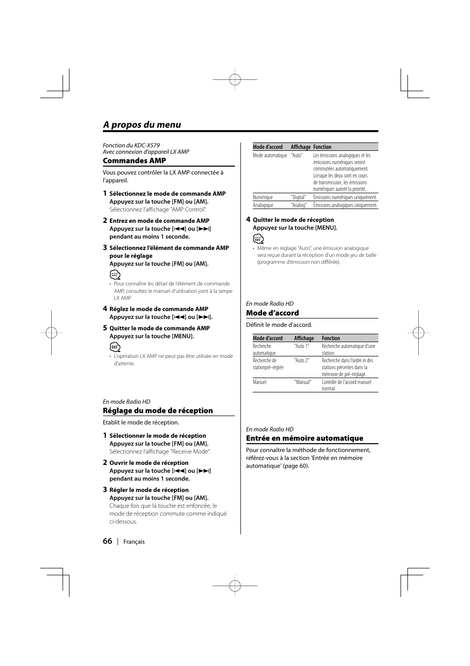 A propos du menu | Kenwood KDC-MPV5025 User Manual | Page 66 / 116