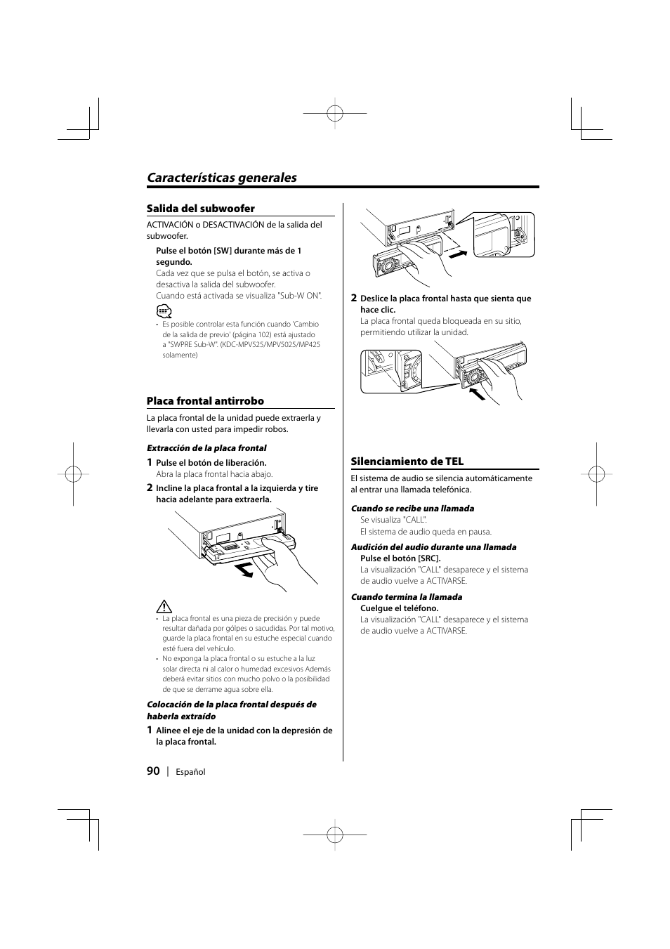 Características generales | Kenwood KDC-MPV5025 User Manual | Page 90 / 116