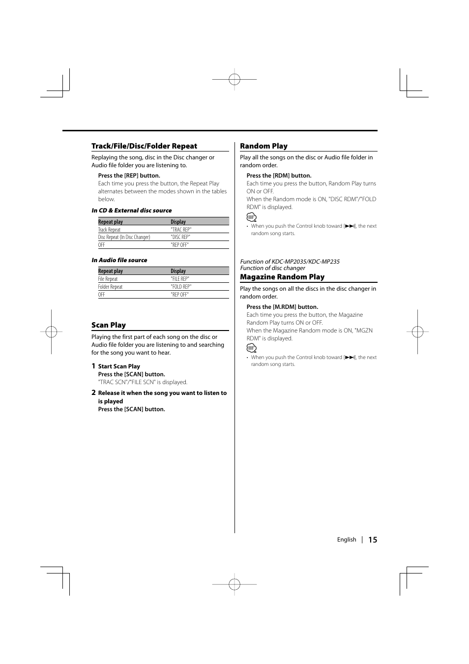 Kenwood KDC-MP235 User Manual | Page 15 / 96