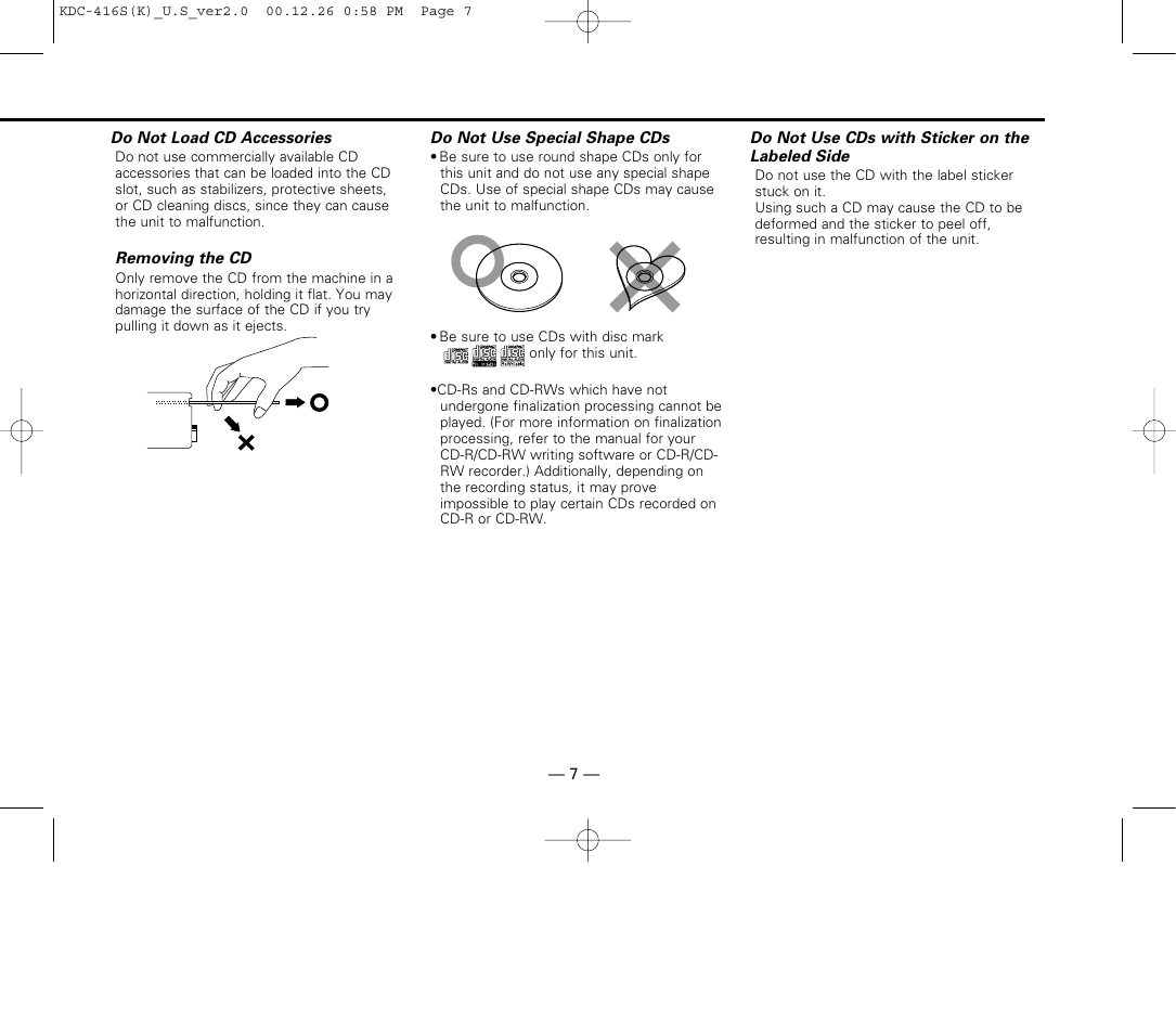 Kenwood KDC-416S User Manual | Page 7 / 33