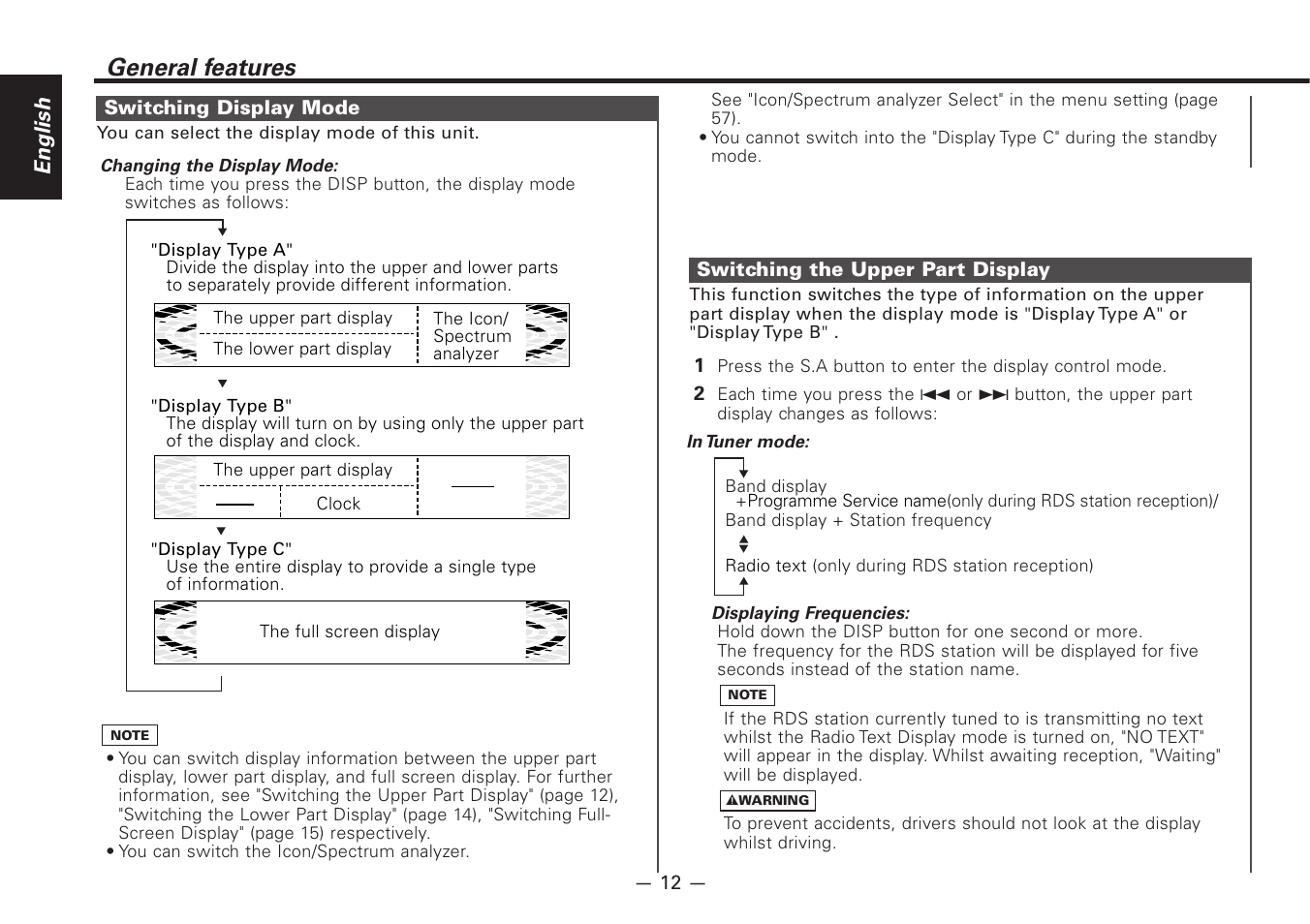 General features, English | Kenwood Z920DVD User Manual | Page 12 / 76