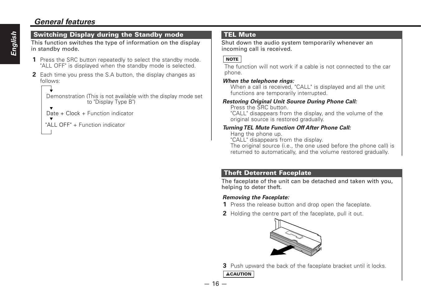 General features | Kenwood Z920DVD User Manual | Page 16 / 76