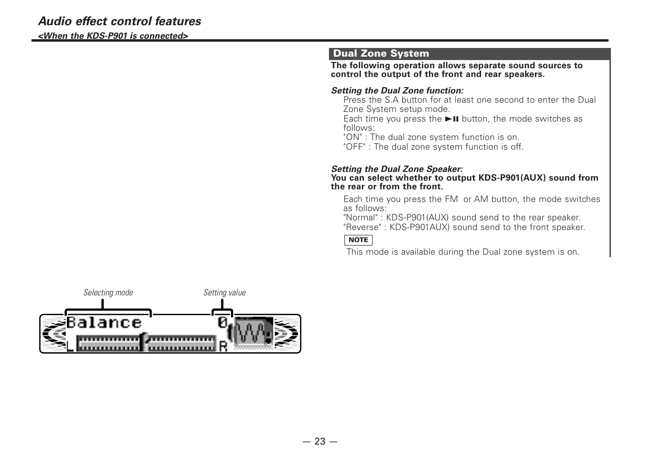 Audio effect control features | Kenwood Z920DVD User Manual | Page 23 / 76