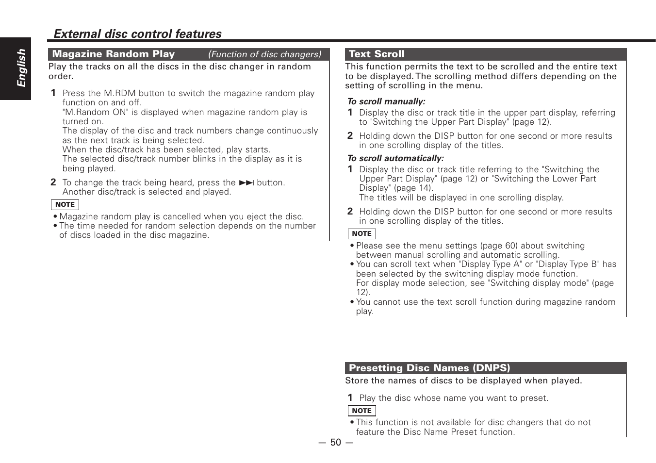 External disc control features | Kenwood Z920DVD User Manual | Page 50 / 76