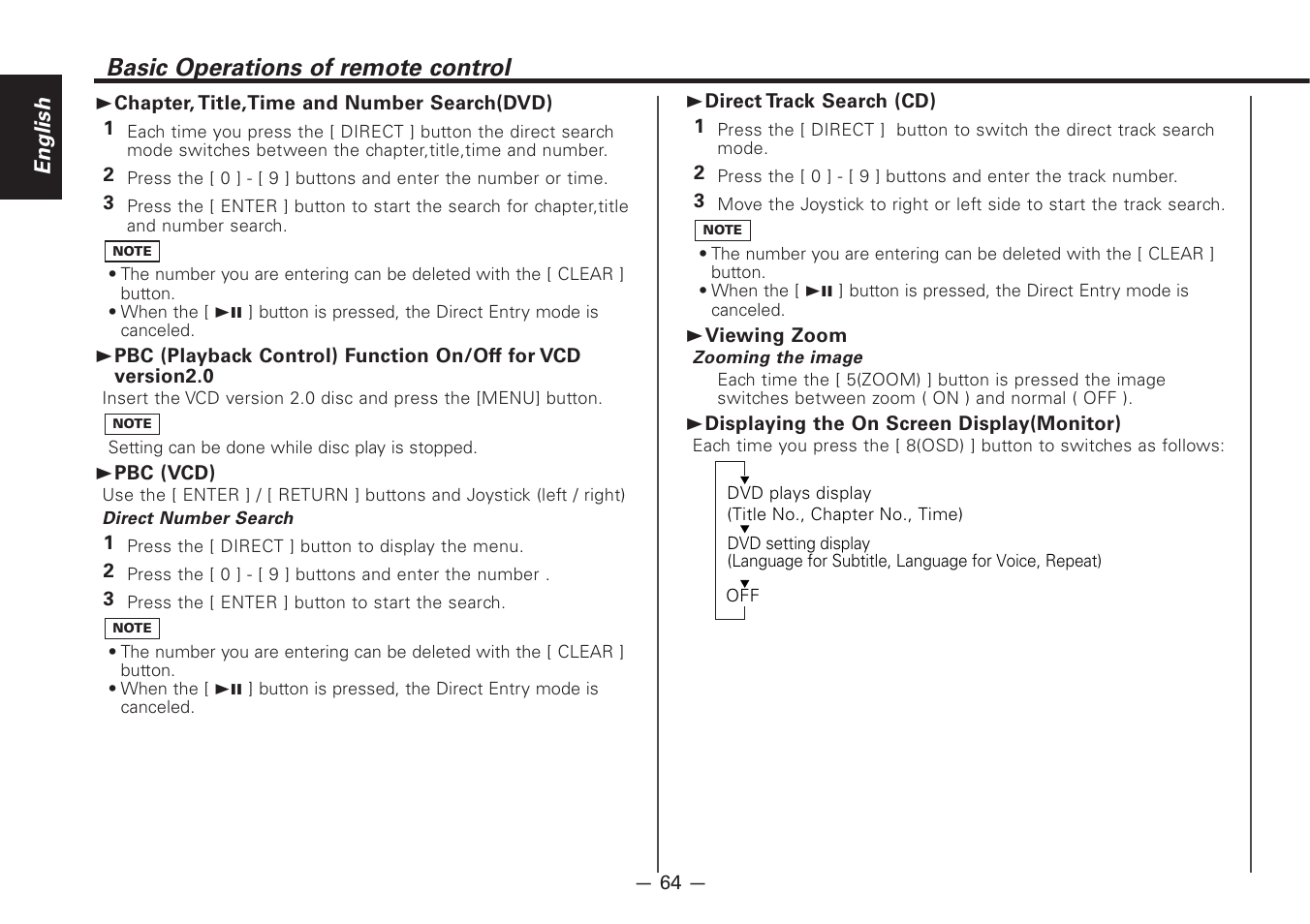 Basic operations of remote control | Kenwood Z920DVD User Manual | Page 64 / 76