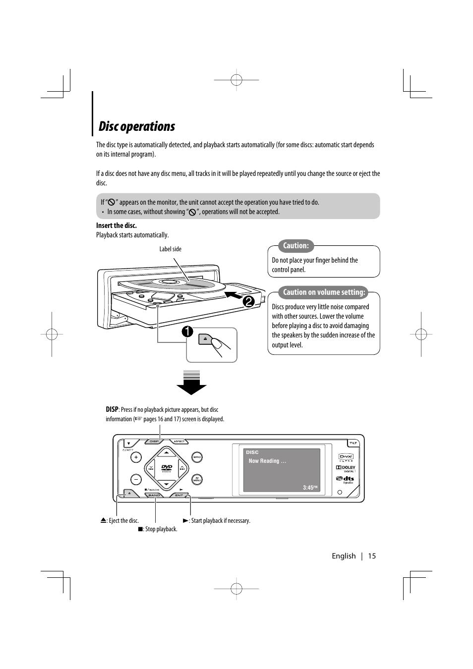 Disc operations | Kenwood KDV-MP7032 User Manual | Page 15 / 43