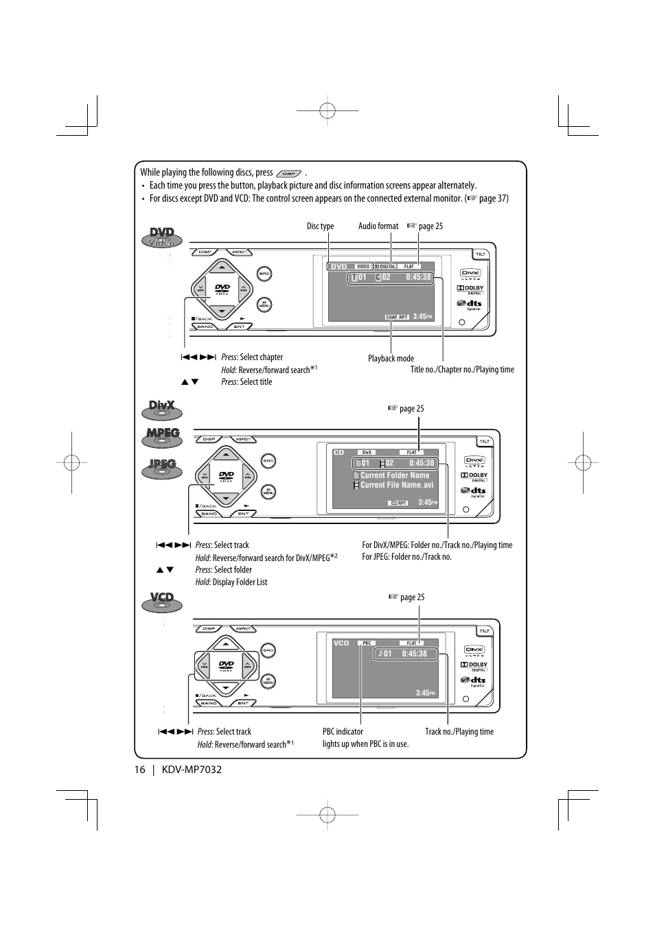 Kenwood KDV-MP7032 User Manual | Page 16 / 43
