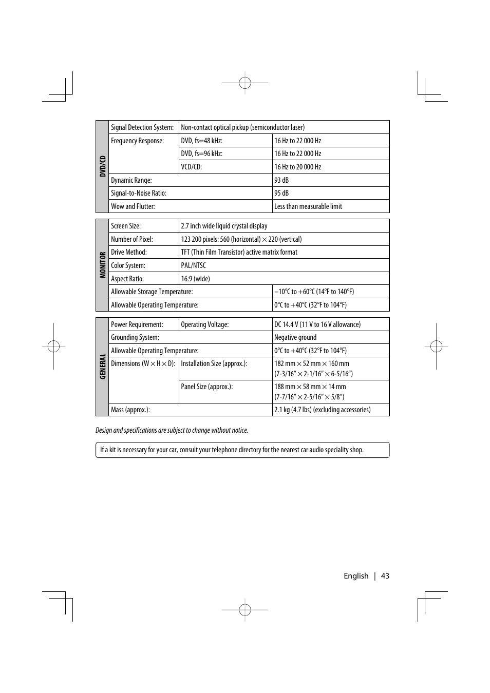 Kenwood KDV-MP7032 User Manual | Page 43 / 43