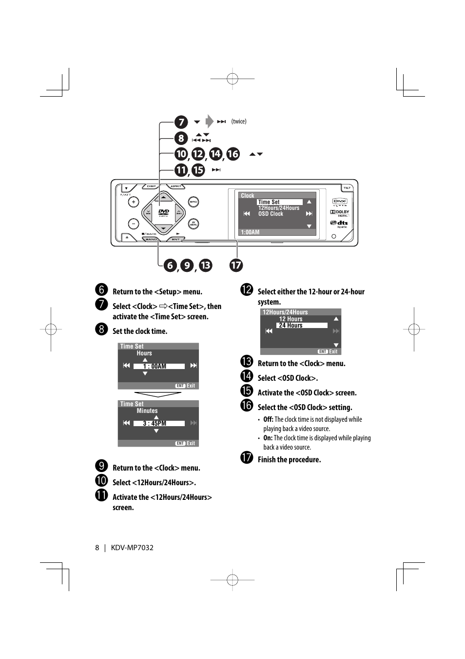 Kenwood KDV-MP7032 User Manual | Page 8 / 43