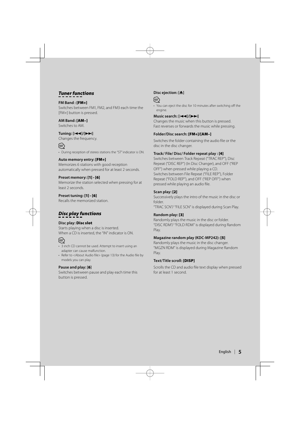 Kenwood KDC-MP142 User Manual | Page 5 / 56