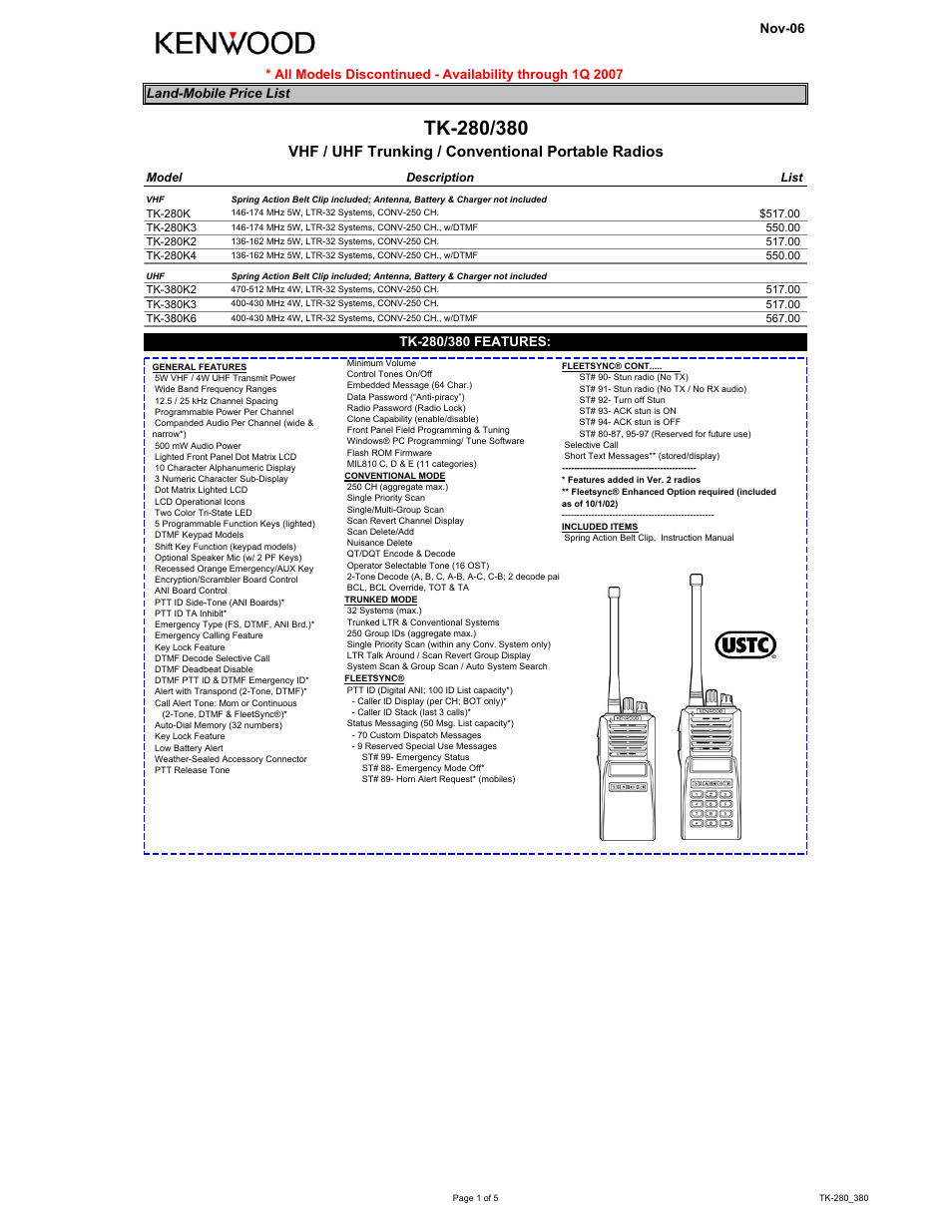 Kenwood TK-280 User Manual | 5 pages