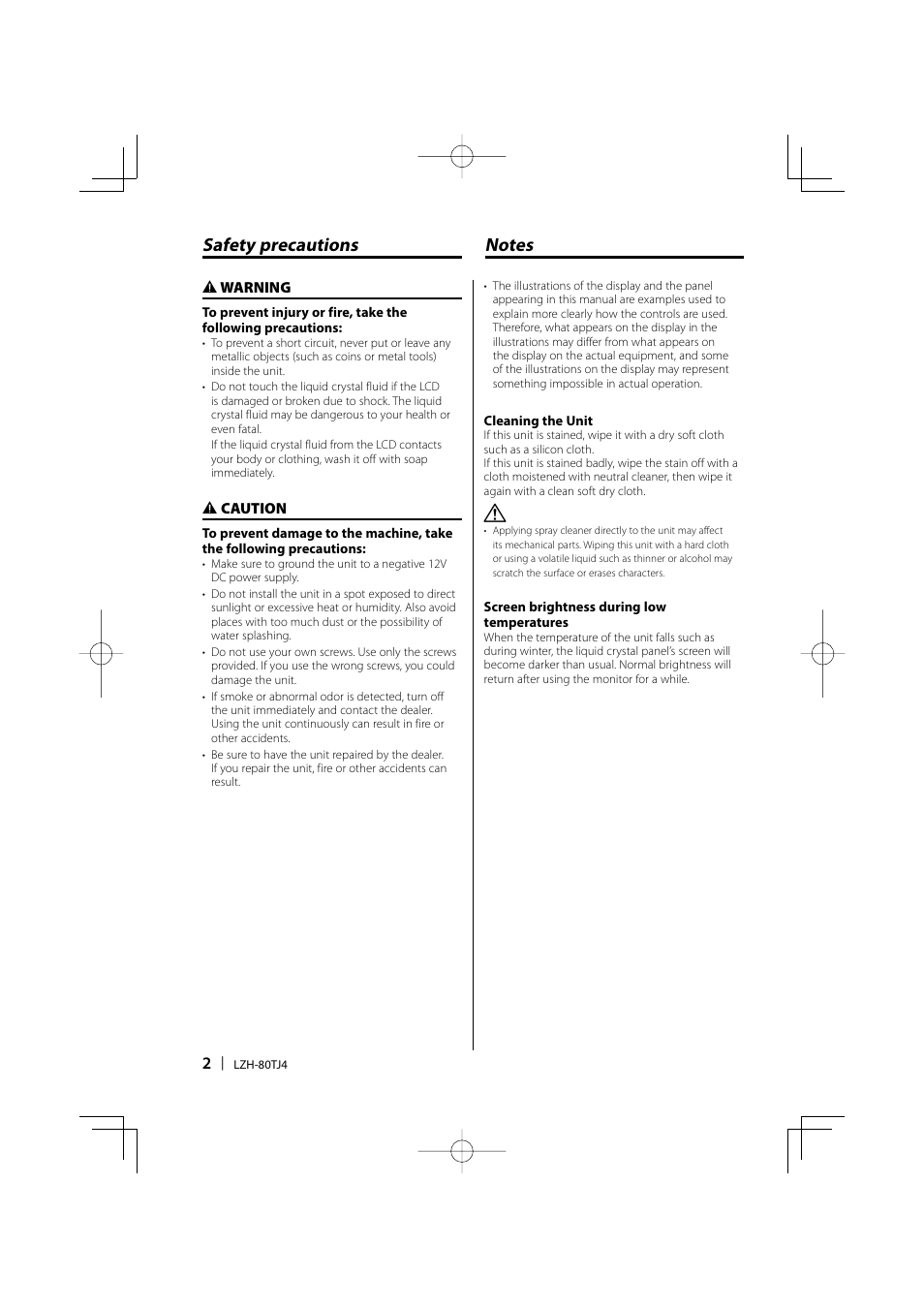 Kenwood LZH-80TJ4 User Manual | Page 2 / 8