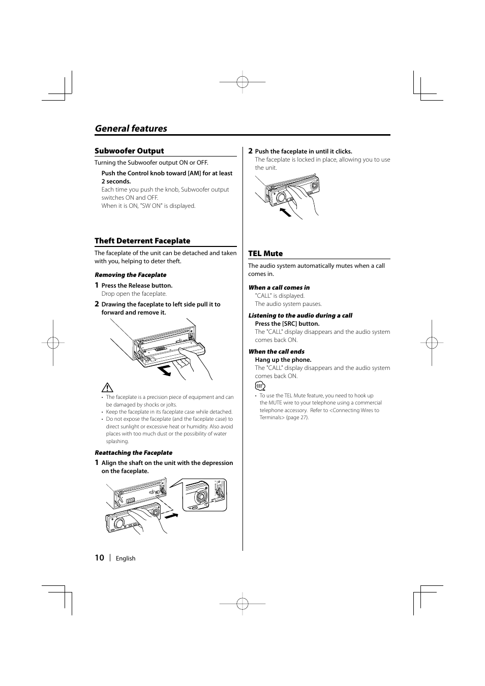 General features | Kenwood KDC-MP3035 User Manual | Page 10 / 96