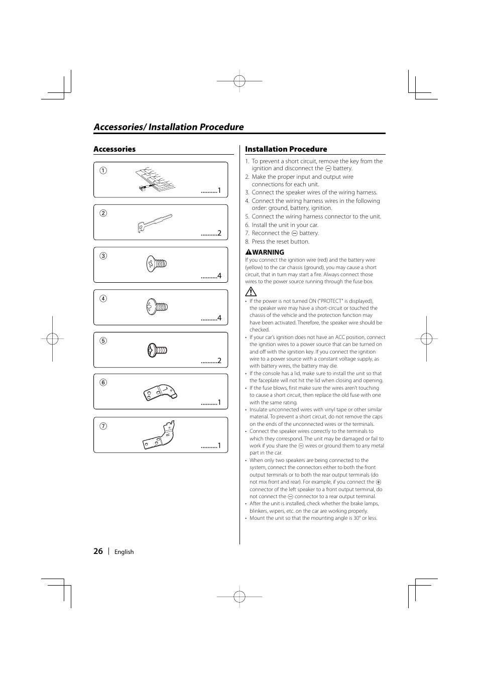 Accessories/ installation procedure | Kenwood KDC-MP3035 User Manual | Page 26 / 96