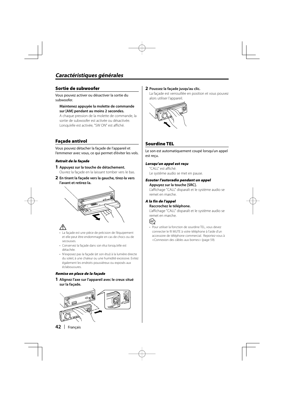 Caractéristiques générales | Kenwood KDC-MP3035 User Manual | Page 42 / 96