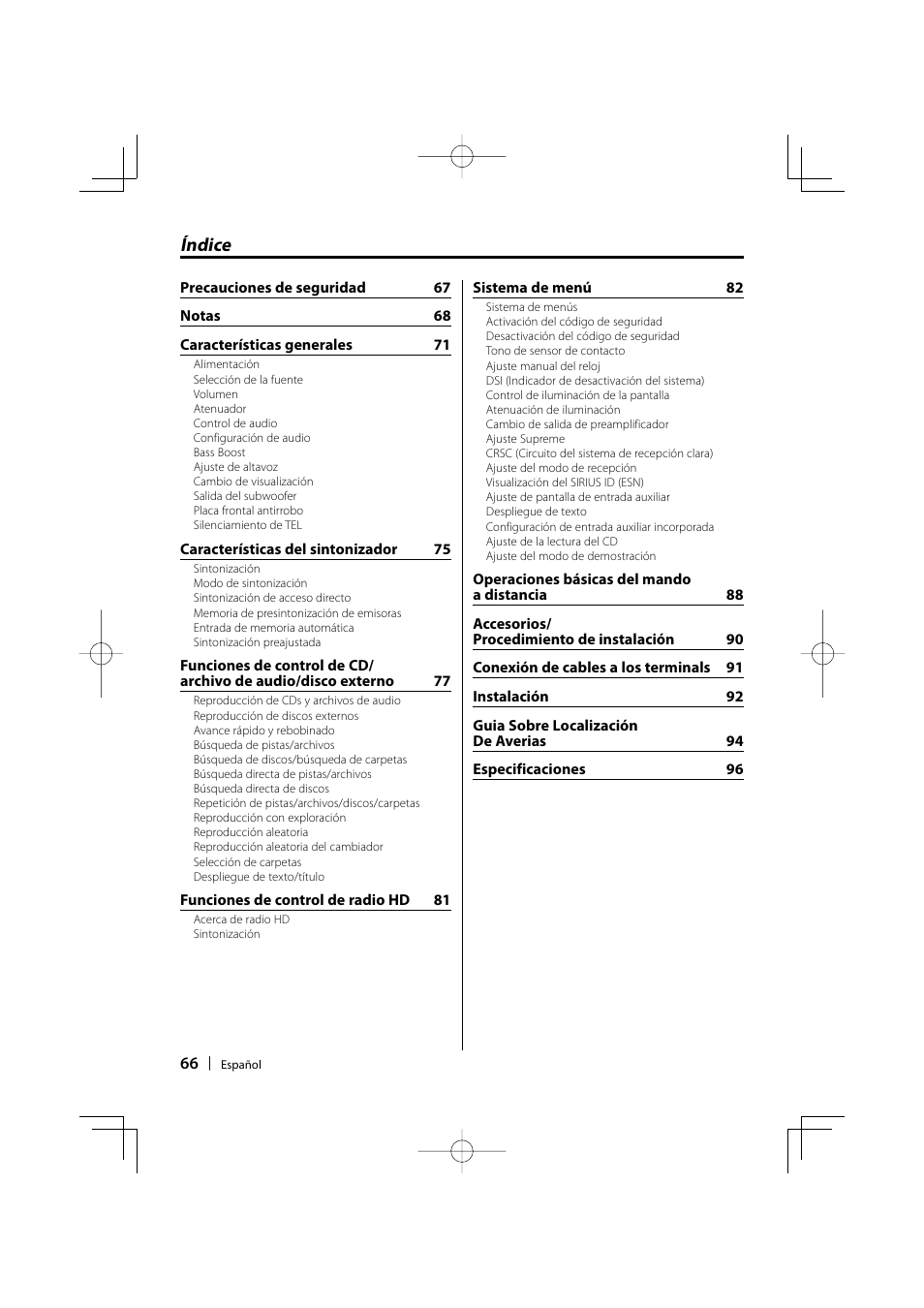 Índice | Kenwood KDC-MP3035 User Manual | Page 66 / 96