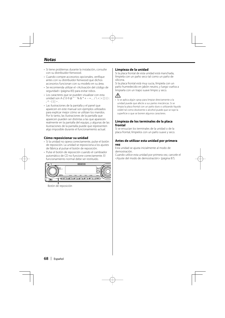 Notas | Kenwood KDC-MP3035 User Manual | Page 68 / 96