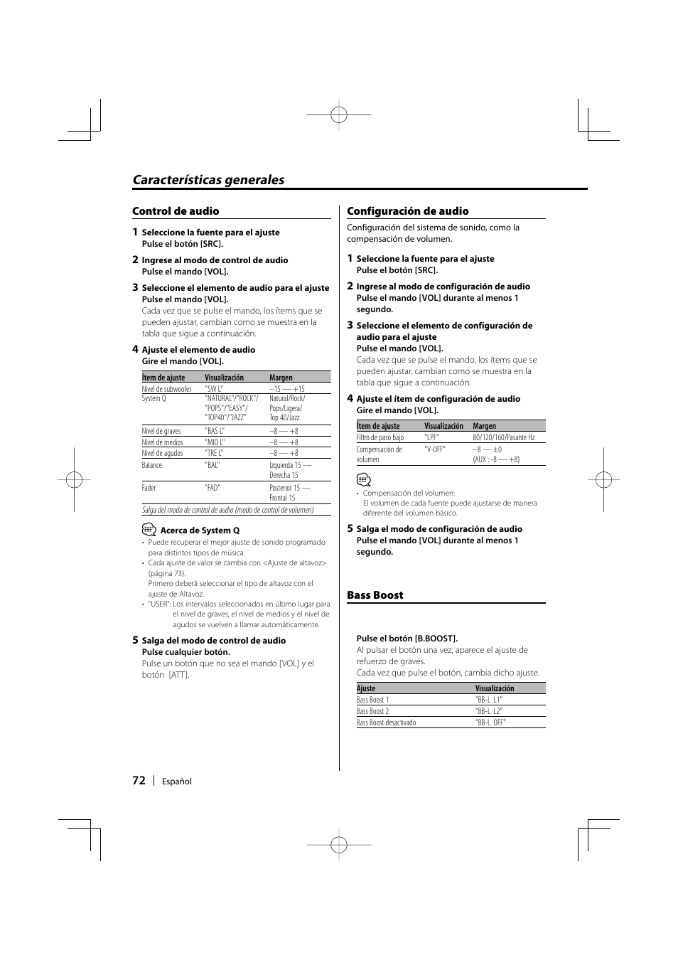 Características generales | Kenwood KDC-MP3035 User Manual | Page 72 / 96