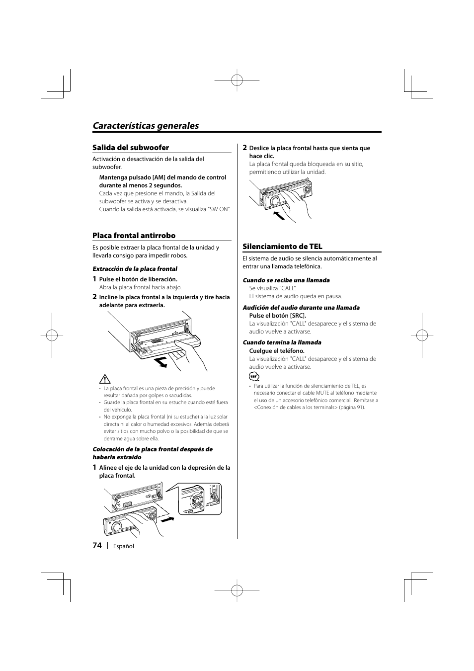 Características generales | Kenwood KDC-MP3035 User Manual | Page 74 / 96
