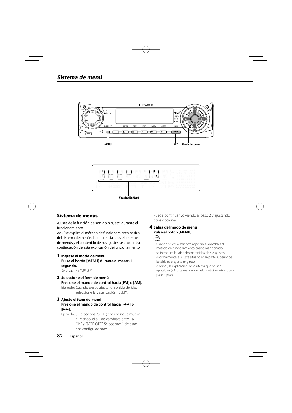 Sistema de menú | Kenwood KDC-MP3035 User Manual | Page 82 / 96