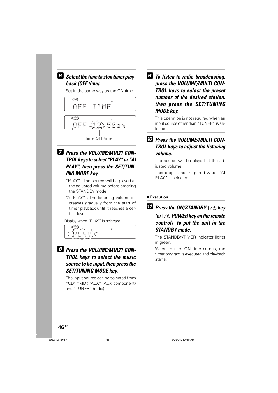 Set in the same way as the on time | Kenwood MDX-G2 User Manual | Page 46 / 60