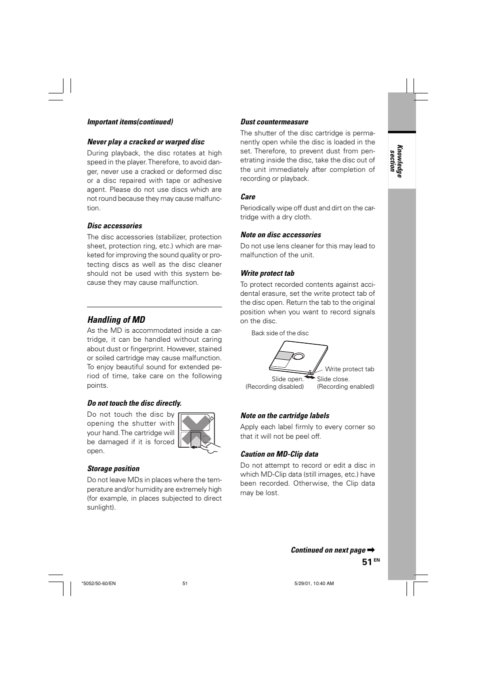 Handling of md | Kenwood MDX-G2 User Manual | Page 51 / 60