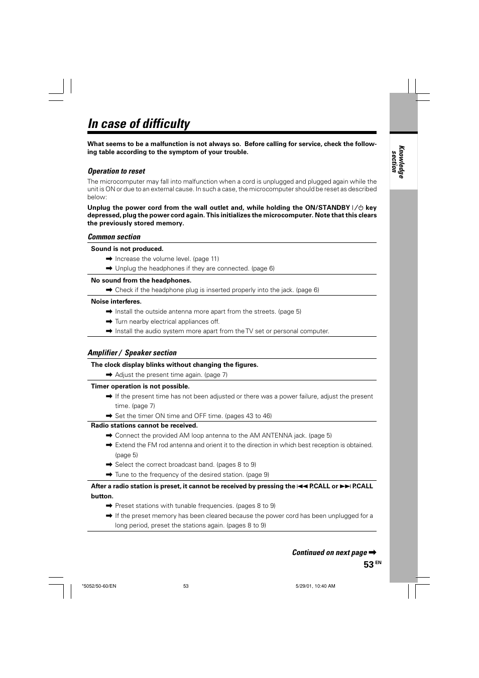 In case of difficulty | Kenwood MDX-G2 User Manual | Page 53 / 60