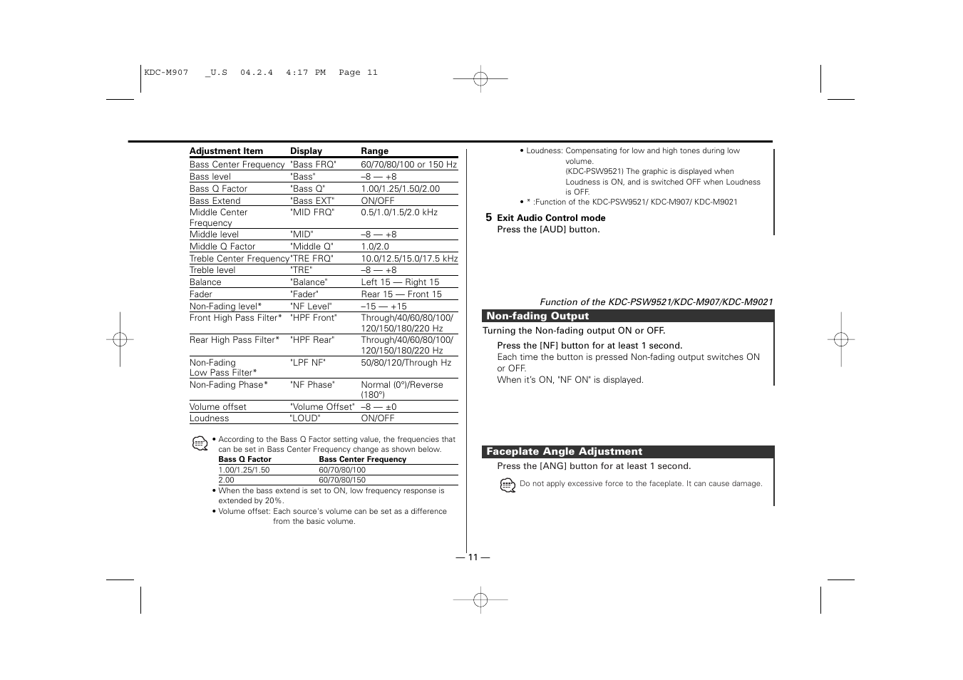 Kenwood KDC-PSW9521  EN User Manual | Page 11 / 52