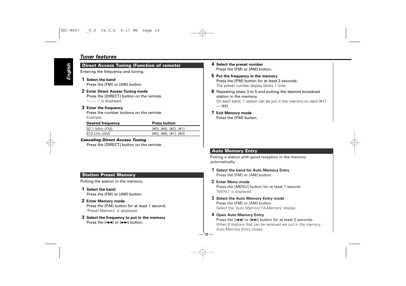 Kenwood KDC-PSW9521  EN User Manual | Page 18 / 52