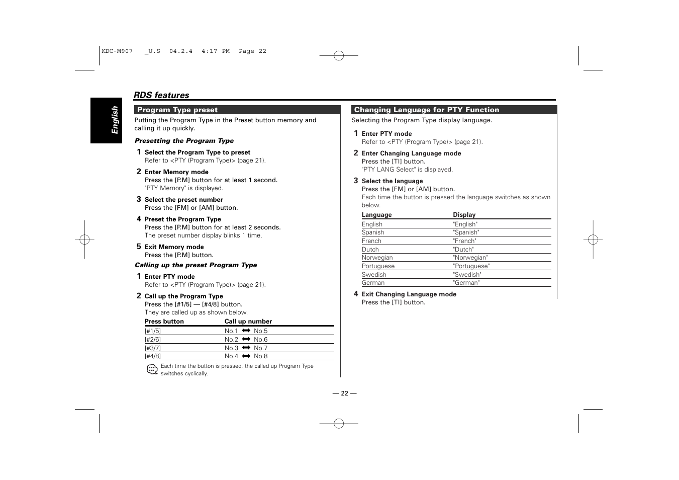 Kenwood KDC-PSW9521  EN User Manual | Page 22 / 52