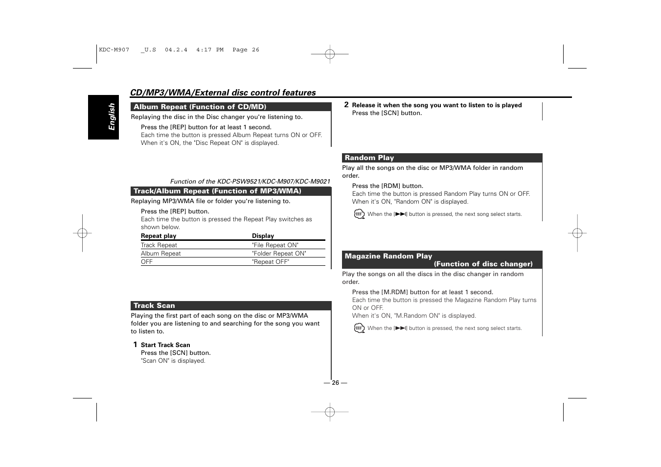 Kenwood KDC-PSW9521  EN User Manual | Page 26 / 52