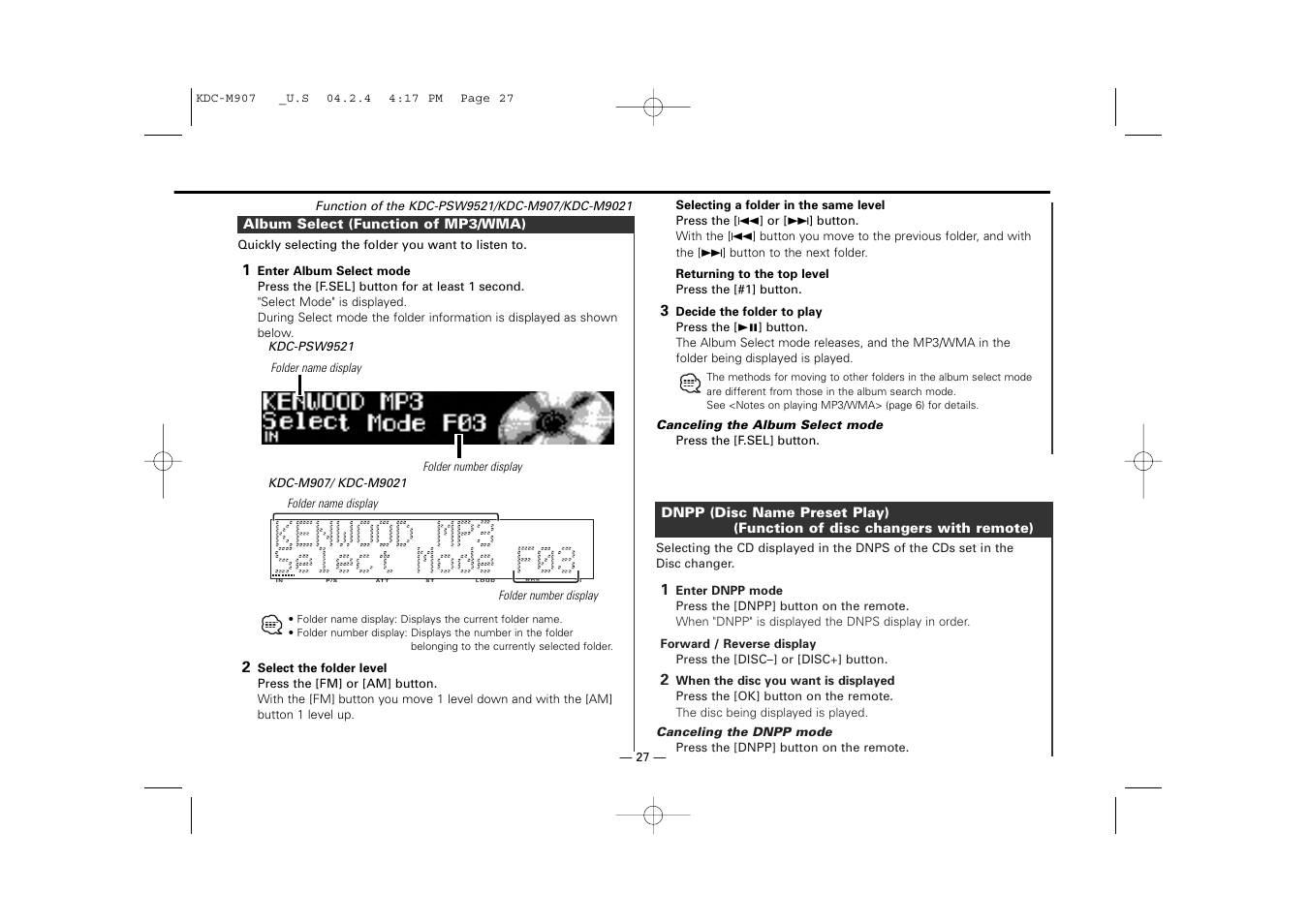 Kenwood KDC-PSW9521  EN User Manual | Page 27 / 52