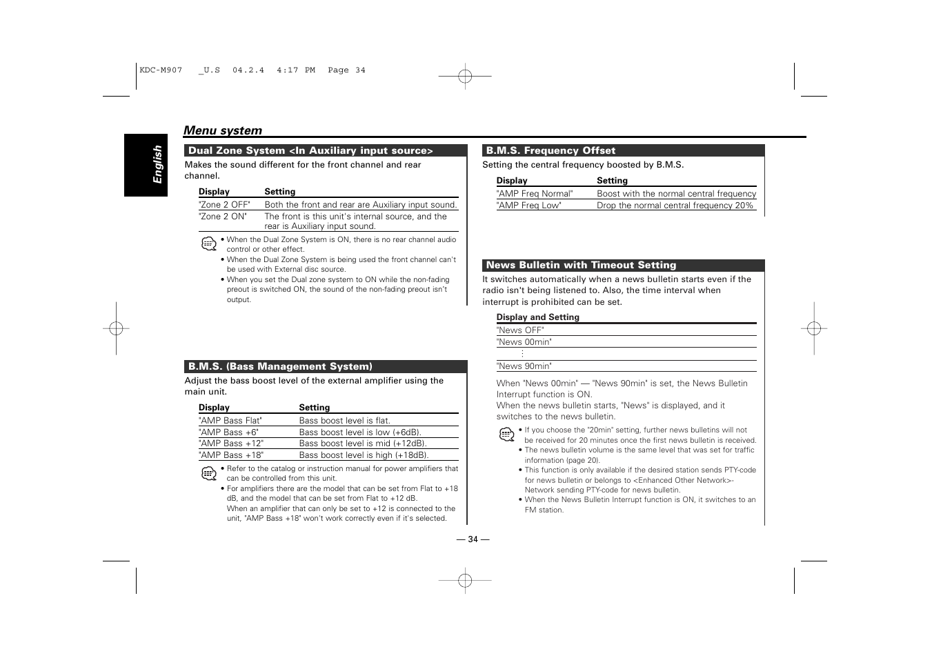 Menu system | Kenwood KDC-PSW9521  EN User Manual | Page 34 / 52