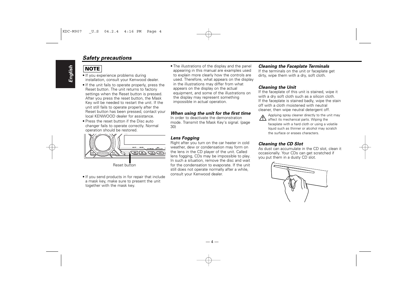 Kenwood KDC-PSW9521  EN User Manual | Page 4 / 52