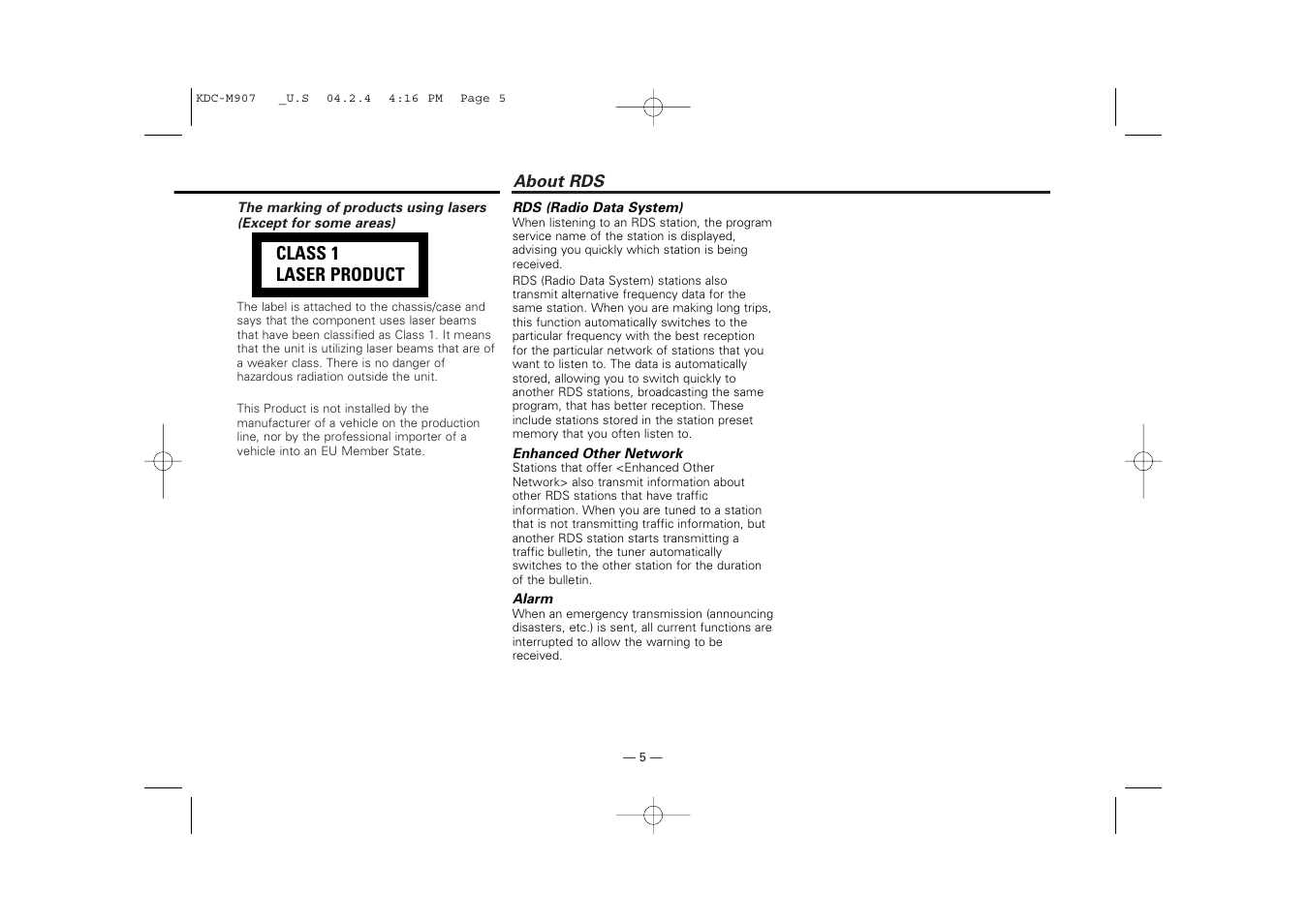 Kenwood KDC-PSW9521  EN User Manual | Page 5 / 52