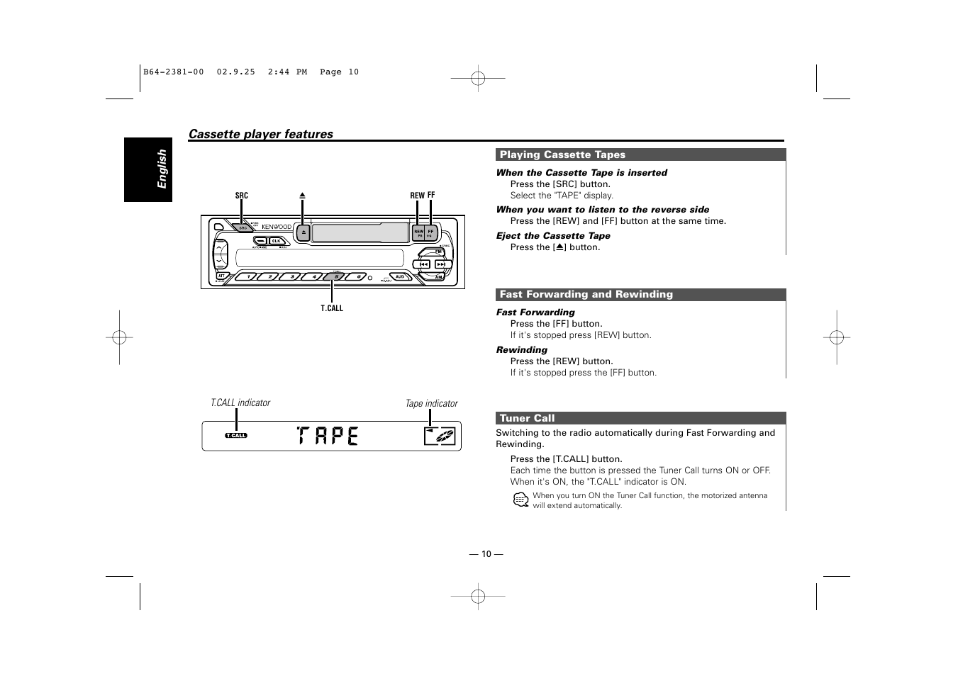 Kenwood KRC-21SG User Manual | Page 10 / 16