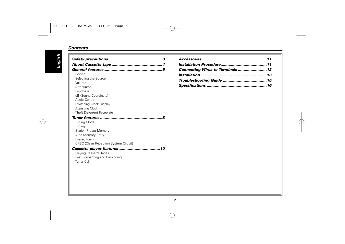 Kenwood KRC-21SG User Manual | Page 2 / 16