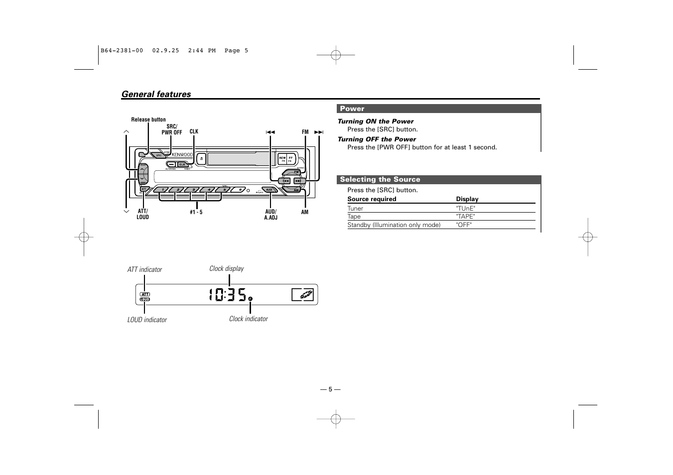 Kenwood KRC-21SG User Manual | Page 5 / 16