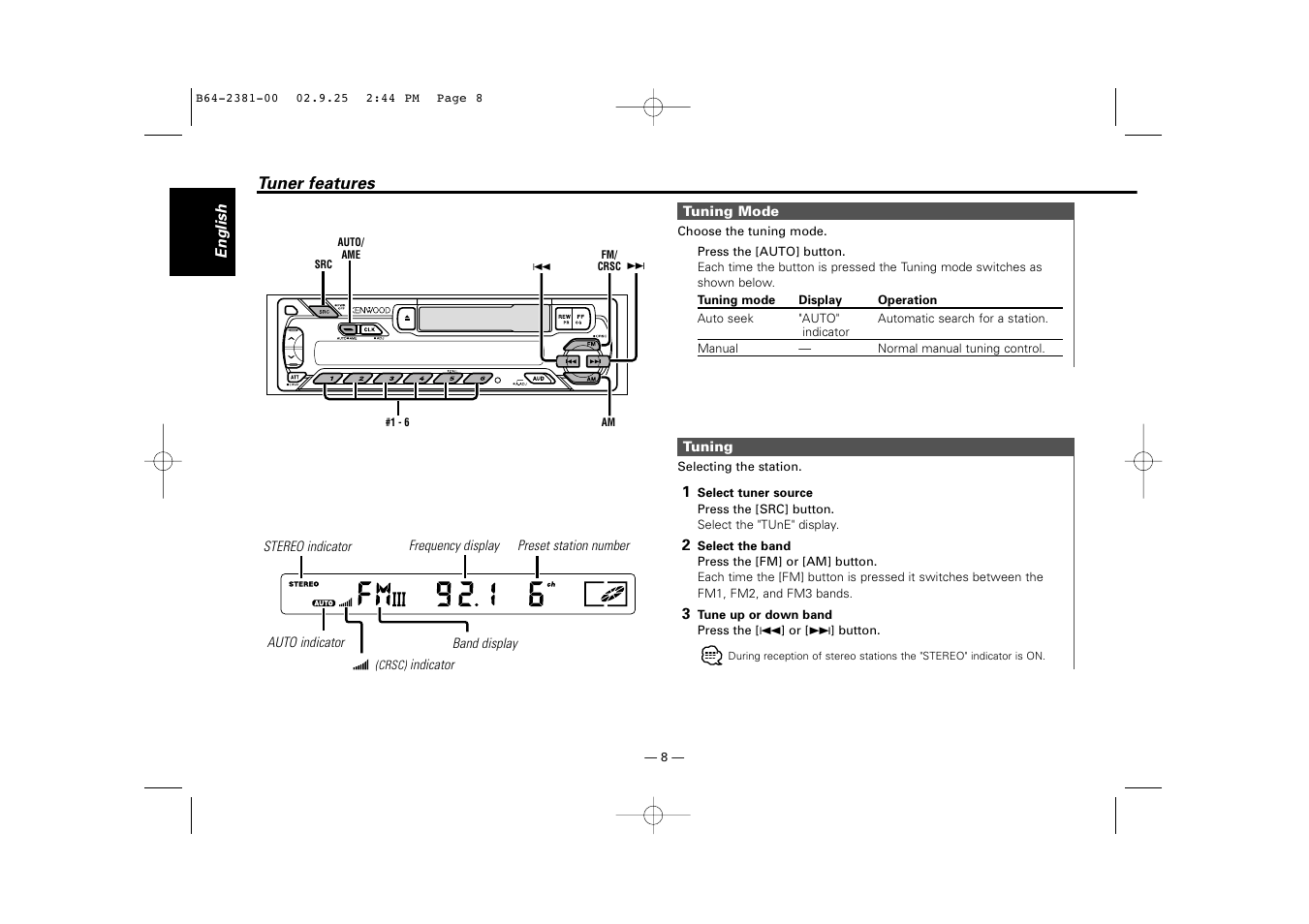 Kenwood KRC-21SG User Manual | Page 8 / 16