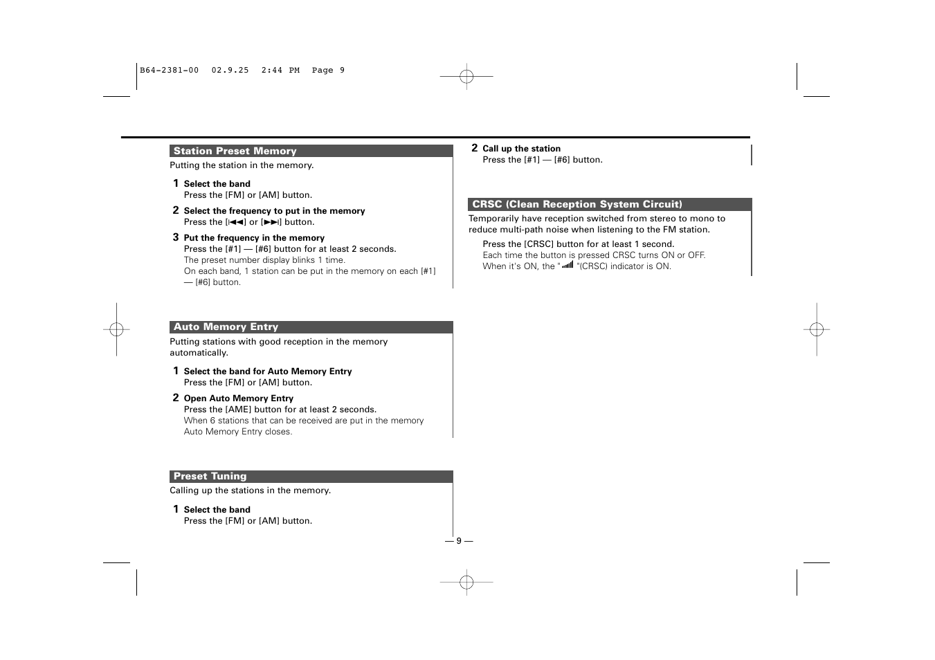 Kenwood KRC-21SG User Manual | Page 9 / 16