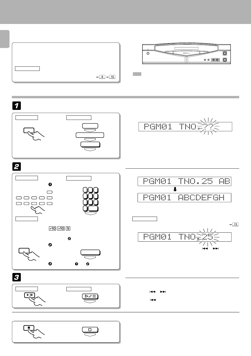 Programmed play (pgm mode), Gp 0 m 1 n t . o, Gp 0 m 1 n t . o 5 2 | Gp 0 m 1 n t . o 5 2 ab, Preparation | Kenwood D-S300 User Manual | Page 16 / 28